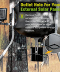 Zero Hassle 6V Digital Deer Feeder Kit With Beefy Motor And 8 Programmable Timers showing outlet hole for solar panel connection.