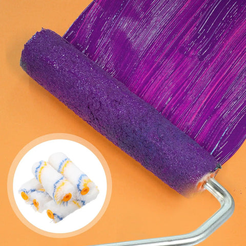 Small Paint Roller Covers For Walls And Ceilings Featuring Firm Polyester Fibers That Roll As Smooth As Butter And Knock Out Every Diy Painting Job In Style For Households, applying purple paint on wall.