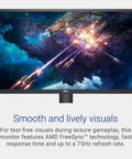 27 Inch FHD IPS Monitor With 75Hz Refresh Rate And 3H Hardness Anti Glare Screen displaying a vibrant space battle scene