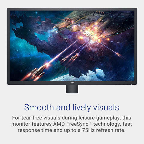 27 Inch FHD IPS Monitor With 75Hz Refresh Rate And 3H Hardness Anti Glare Screen displaying a vibrant space battle scene