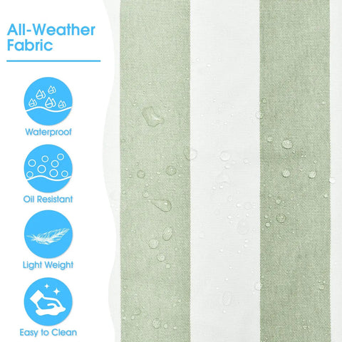Wet green and white striped fabric showing waterproof feature of Ultra Roomy Waterproof Beach Tote for women.