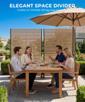 Sturdy 6Ft Outdoor Privacy Screen That Stays Put In Wind, Heavy-Duty 37Lb Freestanding Metal Panel with louvered faux wood look