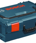 L BOXX 2 Stackable Tool Storage Case with one click stacking, showing top carry handle and lockable clips, blue color