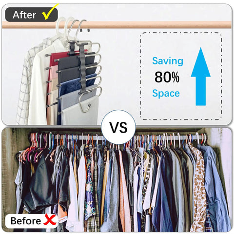 Real Deal Five Tier Pants Hangers For Closet Upgrades Hella Space Saving Rack With Grippy Antislip Metal Clips For Slacks Denim And Scarves Smooth Daily Hang
