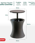Outdoor Bar Table With 7.5 Gallon Beer And Wine Cooler, hidden cooler lid lifts, espresso brown portable patio side table close-up