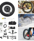 Beefed Up 48V 1500W Electric Bicycle Conversion Kit with 20 inch rear hub wheel, pedal assist sensor and LCD display in snow
