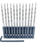Durable Tapered Wood Drill Bits Set, 12 Piece, Size Nine Sixty Fourth Inch, Replacement for Countersink Bit Set, All Bits The Same Size