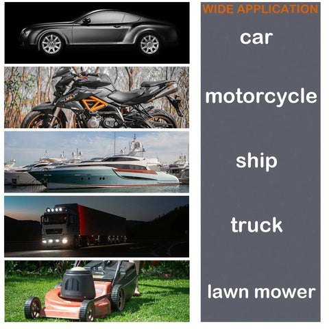 Collage showing applications of 6.5L Oil Extractor Pneumatic And Manual Fluid Change Pump for car, motorcycle, ship, truck, mower