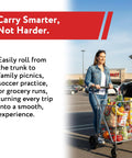 Person using Foldable Shopping Cart With Wheels And Brake System, Heavy Duty Collapsible Utility Cart For Groceries And Laundry