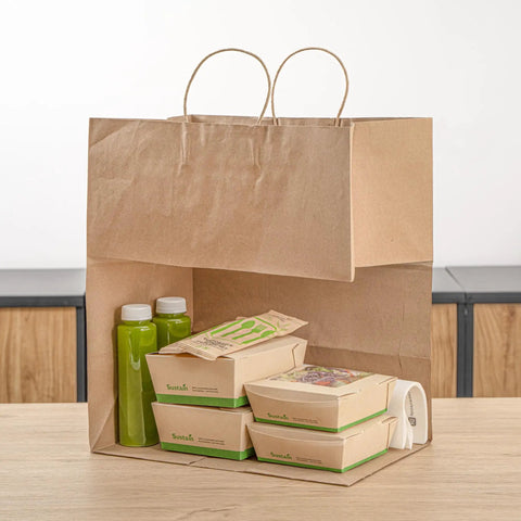 Large Kraft Paper Gift Bags With Handles 100 Pack Brown Eco Friendly Grocery Shopping Retail Takeout Bags Durable Loop Handles
