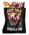 Dragon Boat Racing Tote Bag For Festival And Race Day with dragon artwork, filled with groceries, black canvas, 16x16 inches