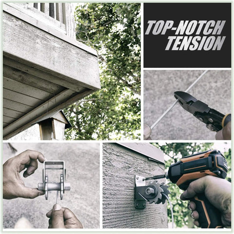 Winch Kit For Rectangle And Square Sun Shade Sails Canopy With Easy Tensioning And 316 Stainless Steel Hardware And Cables setup