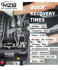 Image of 6.4 Gallon Ultra Quiet Air Compressor With Steel Tank And Wheels Oil Free 70 Decibels 110V for auto repair.