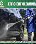 Person using 3600 PSI Pressure Washer Gun Kit With Extension Wand Nozzle Holder And 5 Spray Tips M22 To 14mm Fitting Replacement For Ryobi Karcher Honda Greenworks Briggs And Stratton Gas Power Washers on black car
