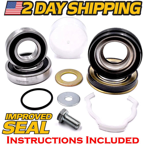 Heavy Duty Washing Machine Tub Bearing Rebuild Kit With High Temp Grease And Precision Knockout Seals includes seals and metal parts.