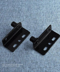 Heavy Duty Pivot Hinges 2pcs Super Strong Shaft Door Bushing For Reliable And Safer Home Improvement Hardware, black steel hinges on blue fabric.