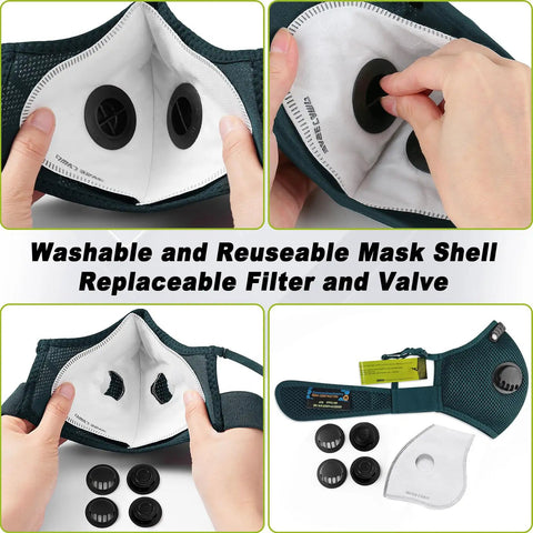 Pro Grade Dust Mask Reusable Respirator For Woodworking And Construction, 99.9% Carbon Filters, Multicolor Face Protection