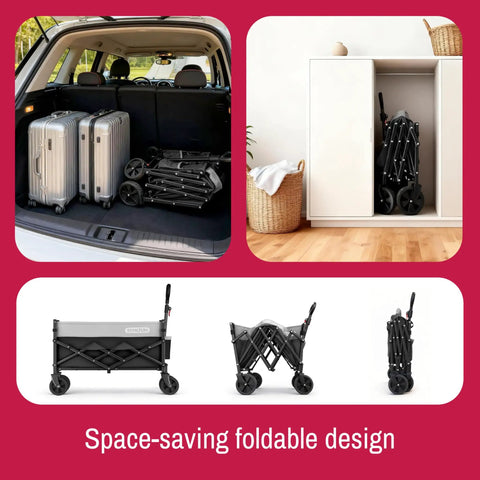 Collapsible Wagon Cart Foldable And Portable Rolling Shopping Cart With Wheels For All Terrain Use On The Go Heavy Duty