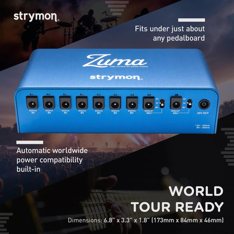 Zuma 9 Outlet Guitar Pedal Power Supply With 9V And 18V Outputs 12V Compatibility Worldwide AC Isolated Sockets Blue Finish