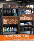 Heavy Duty 4 Tier Metal Storage Shelves 2500 Lb Capacity Garage Workshop Shelving Units Industrial Racks For Warehouse Basement Sturdy Steel Frame Built Like A Tank Adjustable Shelves in garage with tires and tools