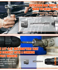 Man using 72 Piece Bolt Extractor Kit With Left Hand Drill Bits For Damaged Rusted Rounded Off Bolts Nuts And Screws Lug Nut Removal Tool Easy Out Screw Extractor Set with extension bar and hex adapter on impact wrench.