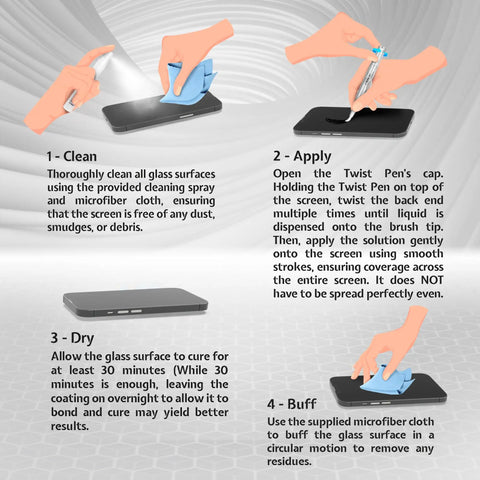Steps to apply Brush On Liquid Glass Screen Protector That Gives Your Phone Tablet Smartwatch A Nano Shield For Up To 10 Devices
