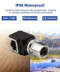 IP68 waterproof RJ45 To M12 X Coded 8 Pin Adapter 360 Degree Rotatable Shielded Industrial Ethernet Connector for Cat6a