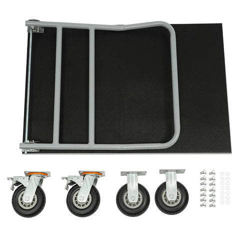 Beefy Heavy Duty Steel Platform Cart With 2200 Lbs Capacity Foldable Flat Dolly For Warehouse Garage And Workshop Use With Four Wheels And Two Brakes Featuring Rust Resistant Steel Frame And Durable Coating, folded steel platform cart with four wheels