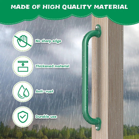 Six Pack 17 Inch Green Metal Playground Safety Handles For Indoor Outdoor Playsets And Swing Sets Heavy Duty Non Slip Grab Bars For Kids Playhouses Treehouses Jungle Gyms And Climbing Frames
