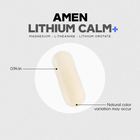 Capsule of Lithium Calm Plus Supplement With Lithium Orotate, Magnesium Glycinate And Oxide, And L Theanine For Real Focus And Calm