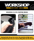 2-1/2 Inch Dusting Brush Vacuum Attachment for Wet Dry Vacuums cleaning blinds and crevice, easy fit to most hoses