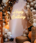 Happy Birthday Neon Sign For Backdrop Small 16.5 X 12.2 Inches LED Light Up Birthday Sign With Dimmable Switch Warm White Glow Photo Backdrop Decor For Parties Easy Setup