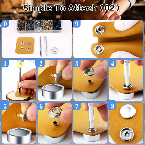 Heavy Duty Snap Fastener Kit 125 Sets In Five Colors For Canvas Tarps Bags Jeans And Boat Covers Durable Stainless Steel 15mm Snap Buttons With Easy Mounting Tools For Quick DIY Install And Repairs installation steps