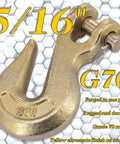 Five Sixteenth Inch Clevis Grab Hooks Heavy Duty Chain Hooks For Trucks And Trailers with G70 forged alloy steel