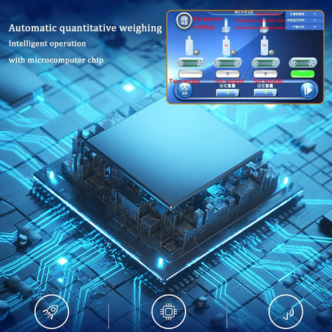 Image showing microcomputer chip for Dual Head Automatic Bottle Filler With Integrated Conveyor Belt And Effortless Digital Controls.