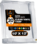 Clear Vinyl Tarp 10 By 12 Feet Built To Last Super Heavy Duty 20 Mil Transparent Waterproof PVC Tarpaulin with brass grommets