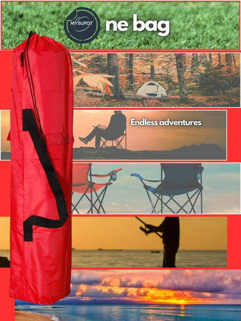 Replacement Bag For Folding Camping Chair 40x7x7 Inch 420D Oxford Polyester with side pockets, red, outdoor use.