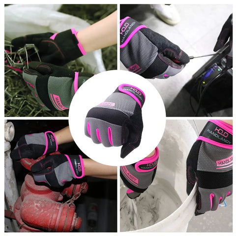All Purpose Work Gloves For Men And Women, Touchscreen Ready, Worksite Ready Gear, with padded knuckles, shown in use