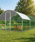 Spacious Walk In Dome Roof Chicken Coop With Run For Backyard Ducks And Rabbits With A Galvanized Heavy Duty Steel Frame