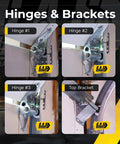 Close-up of hinges and top bracket from Do It Yourself Friendly Garage Door Hardware Installation Kit For 8x7 Doors Complete Set