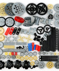 Dope Eco Friendly Car Gear Kit Building Set 2 Pack With Gears Axles Pins Racks Wheels Differentials For Diy Car Projects Compatible With Major Brand Models ABS Material parts layout.
