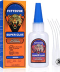 Clear Fast-Drying Waterproof Adhesive For Plastic Metal Wood Rubber Ceramic Leather Rhinestones Jewelry Making DIY Crafts Office Repairs 30 g Heavy-Duty Bond That Sticks On Any Surface displayed with its packaging and applicator tips.
