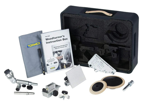 Badass Water Cooled Sharpening Bundle Includes Hand Tool Kit Woodturner Jig with accessories in a storage case.