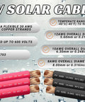 Heavy Duty 10 AWG PV Solar Extension Cable Pair, 15 Ft Black and Red, UL4703 600V, Pure Copper Conductors, Solar Panel Wire
