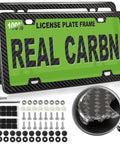 Genuine Carbon Fiber License Plate Frame Set With Secure Anti Theft Screws And Slick Black Finish. Includes two frames and mounting hardware.