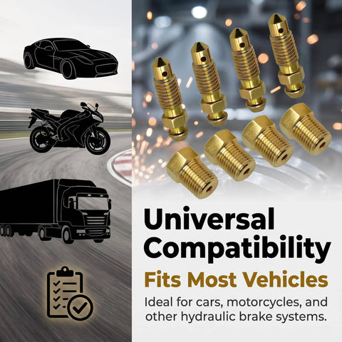 Heavy Duty Solid Brass Brake And Coolant Bleeder Replacement Kit Drop In Fit For Cars And Trucks Tough As Nails showcasing various brass bleeder valves.