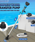 Cordless Stick Water Pump Moves 720 GPH With No Sweat, Delivers 32 Ft Lift Power, Includes 4000mAh 21V Battery And Fast Charger, 3/4 Inch Connection, Solid Choice For Vacuuming Pools, Spas, And Yachts On-site, Toss The Extension Cord And Go. Complete water transfer pump kit with 3.5 inch nozzle, aluminum rod, 4000mAh battery, and 3.2FT water pipe.