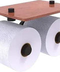 Dottingham 2 Roll Wood Shelf Toilet Paper Holder in Oil Rubbed Bronze, Solid Brass Build With Hardwood Shelf