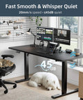Electric Standing Desk That Moves Smoothly, 60 By 30 Inches, Sit Stand Mode, Lift Top Cable Management, dual monitors, chair
