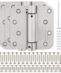 Durable Satin Nickel Self Closing Door Hinges Four Inch By Four Inch Eight Hole Mortise Mount Steel Four Pack For Interior Doors
